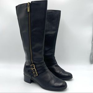 Bandolino Carsononia Black Leather Knee High Boots size 6.5